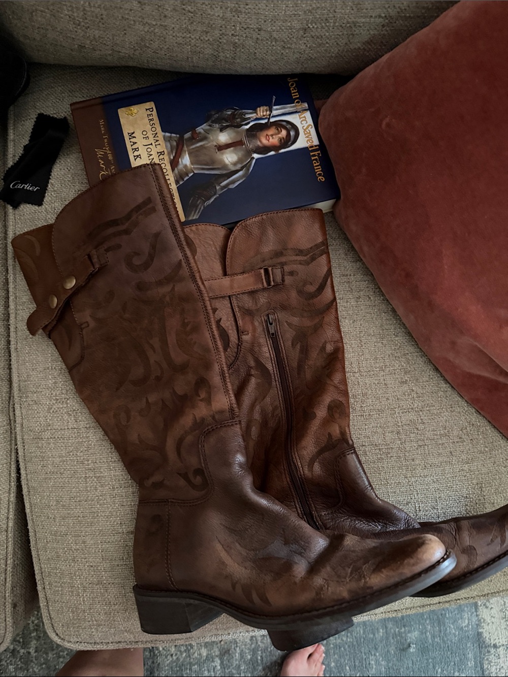 Matisse Brown “Creed” Embossed Western Leather Riding Boots